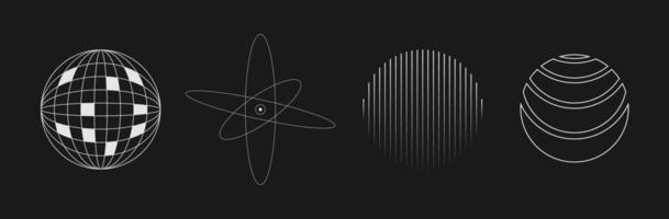 Set of retrofuturistic circle shapes. vector