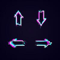 Glitch arrows, pointers, direction set vector