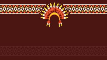 Native American Day Background with copy space area with indian pattern vector