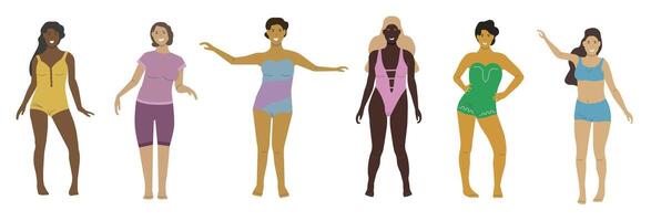 Illustration of ladies in bathing suits. Design element for summer party concept and other use. vector
