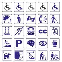 Set of disability icons or graphic elements with information about disability, accessibility icons for people with disabilities or people with disabilities icons. vector