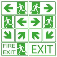 Emergency escape sign symbols exit. Illustration. vector