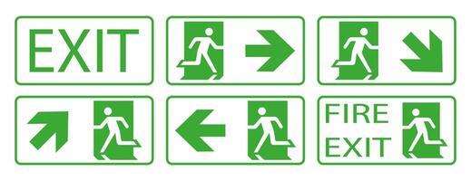 Fire exit sign, illustration. Exit emergency exit symbols. vector
