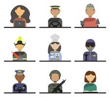 Collection of people of different professions isolated on a white background. vector