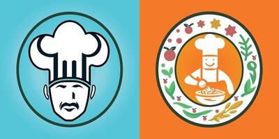 A logo for a chef's hat and a picture of a chef's hat Resturent logo design template vector
