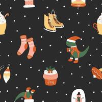 Christmas seamless pattern with funny elements. vector