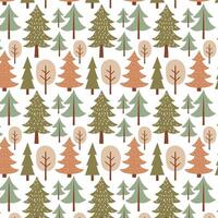 Autumn forest seamless pattern in Scandinavian style. Hand drawn design for print, paper, design, fabric, gift wrap, decoration,background. vector