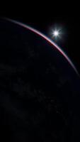Sphere of nightly Earth planet in outer space, vertical video
