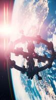 UFO Spaceship Hovering in the sky elements furnished by NASA, vertical video