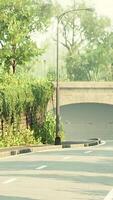 View of empty road with lamp post and sunlight video