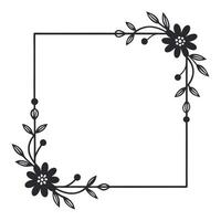 floral frame with flowers and leaves on a white background vector