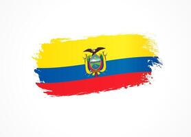 Creative flag of Ecuador in the shape of a brush stroke. vector