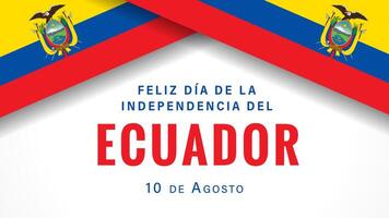 Happy Independence Day of Ecuador, August 10 greeting card design with 3D flag frame vector