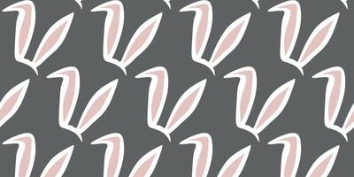 Seamless pattern background with Easter Bunny Ears Isolated on grey background illustration. Flat Cartoon Template for vector