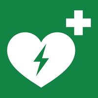 Automated external defibrillator heart icon . Defibrillator symbol vector