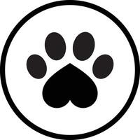 Paw print icon with heart . Heart shaped pet paw print icon . Dog paw print icon . Animal track symbol vector