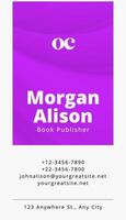 Purple Minimalist Book Publishing Business Card template
