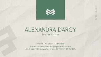 Green Grey Minimalist Book Publisher Business Card template