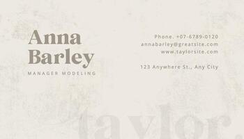 Beige Minimalist Modeling Agency Business Card template