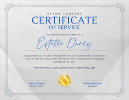 White Blue Minimalist Service Award Certificate template