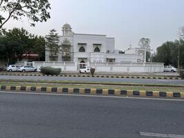 low angle view of city traffic in Lahore, Pakistan on June 3, 2024. photo