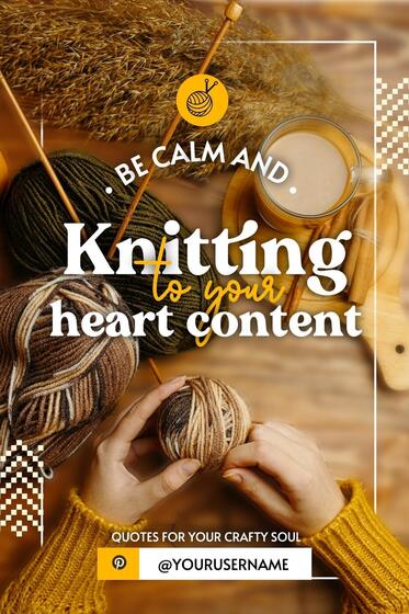 Warm Yellow and Homey Knitting Quote Template