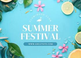Blue Minimalist Summer Festival Invitation Card template
