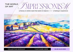 Impressionist Purple Style Art Gallery Invitation template