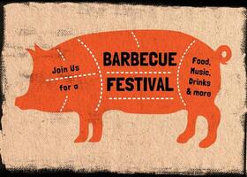 Barbecue Festival Invitation Card Template with Pork Silhouette