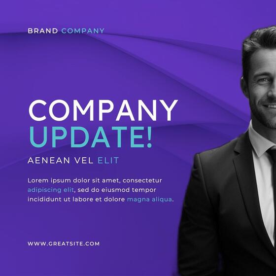 Purple Blue Minimalist Company Update Linkedin Post