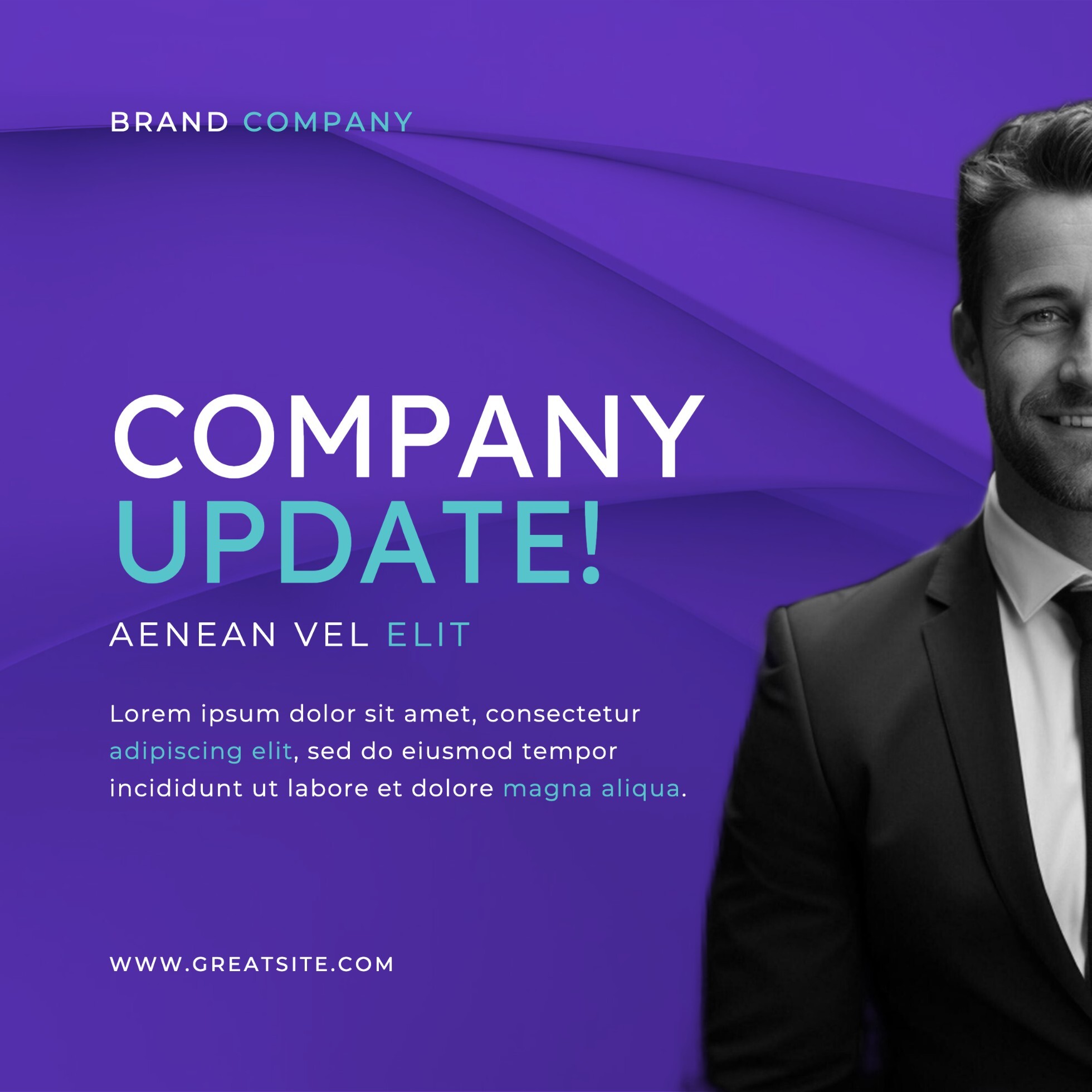 Purple Blue Minimalist Company Update Linkedin Post