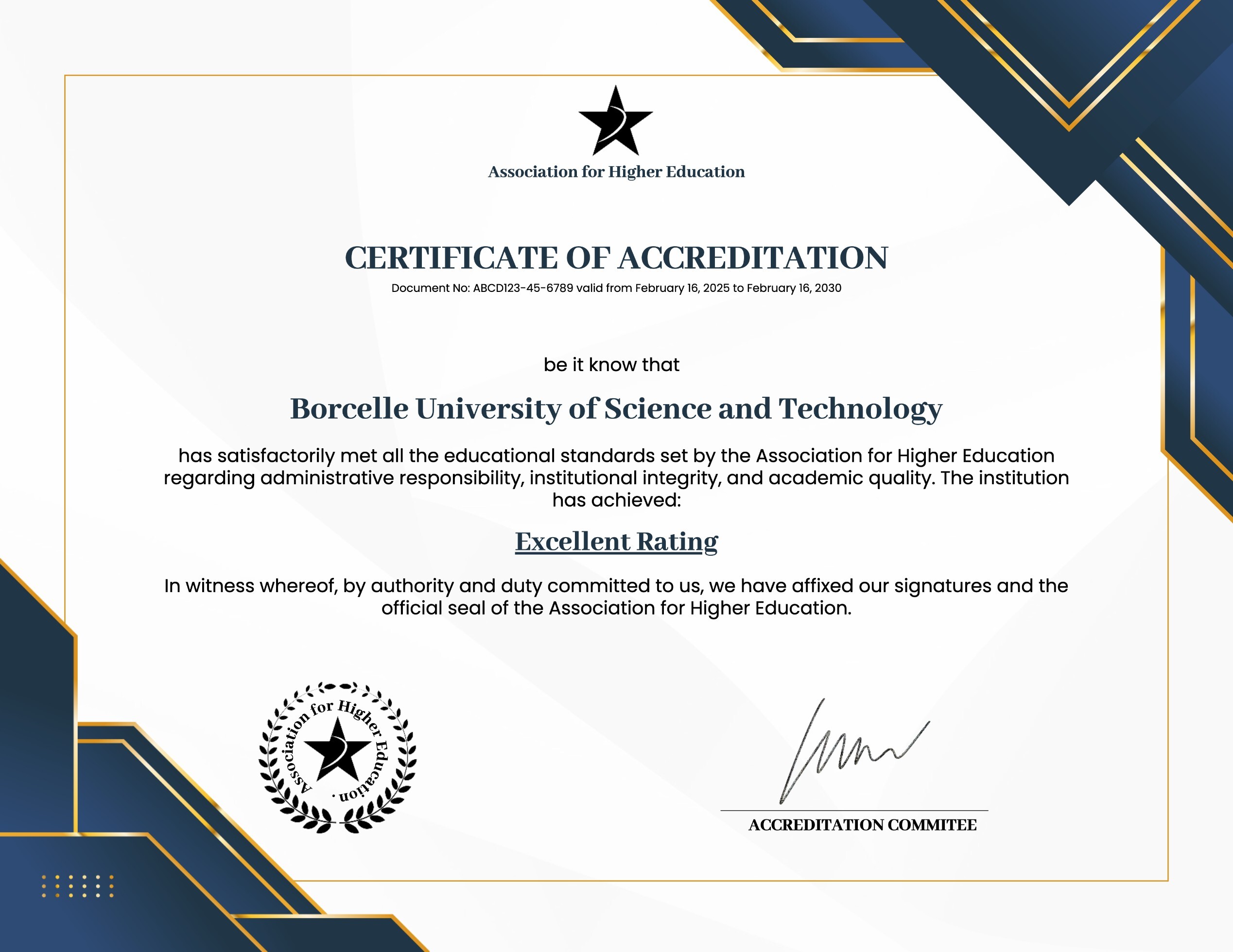 Blue Gold Simple Minimalist Education Institution Certificate