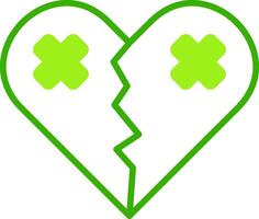 Broken Heart Green Tone Icon vector