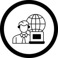 Remotely Working Circle Icon vector