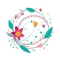Realistic hand drawn floral frame vector