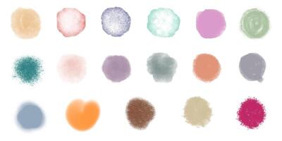 set of various textured rounded shapes. Colorful paint strokes vector