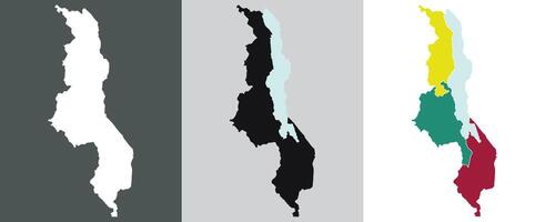 Malawi map. Map of Malawi in set vector