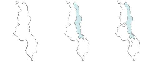 Malawi map. Map of Malawi in set vector
