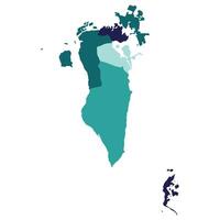 Bahrain map. Map of Bahrain in administrative provinces in multicolor vector