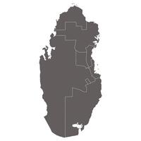 Qatar map. Map of Qatar in administrative provinces in grey color vector