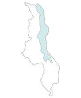 Malawi map. Map of Malawi with Malawi lake vector
