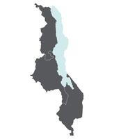 Malawi map. Map of Malawi in administrative provinces in multicolor with Malawi lake vector
