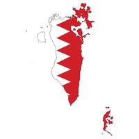 Bahrain map with national flag. Map of Bahrain with Bahrain flag vector