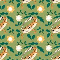 Seamless pattern with cute cartoon leopard gecko. vector