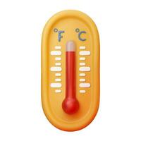 Isolated 3D Weather thermometer with hot temperature. Realistic illustration on white background vector