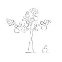 Sketch of an apple tree. Simple illustration in doodle style vector