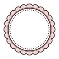 Simple Decorative Scalloped Dark Brown Circular Blank Frame Plain Border Design vector