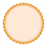 Soft And Simple Orange Colored Blank Circular Sticker Label Element Design with Decorative Border Ornaments vector