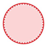 Classic Light Red Circle Border Frame with Lace Edges Decoration Blank Sticker Label Background vector