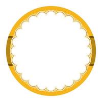 Simple Yellow Ornamental Round Sticker Plain Label Blank Background Seal Design vector